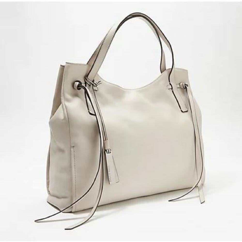 Vince Camuto Leather Handbag Tote with Knot Detail Rilo Lt Smoke